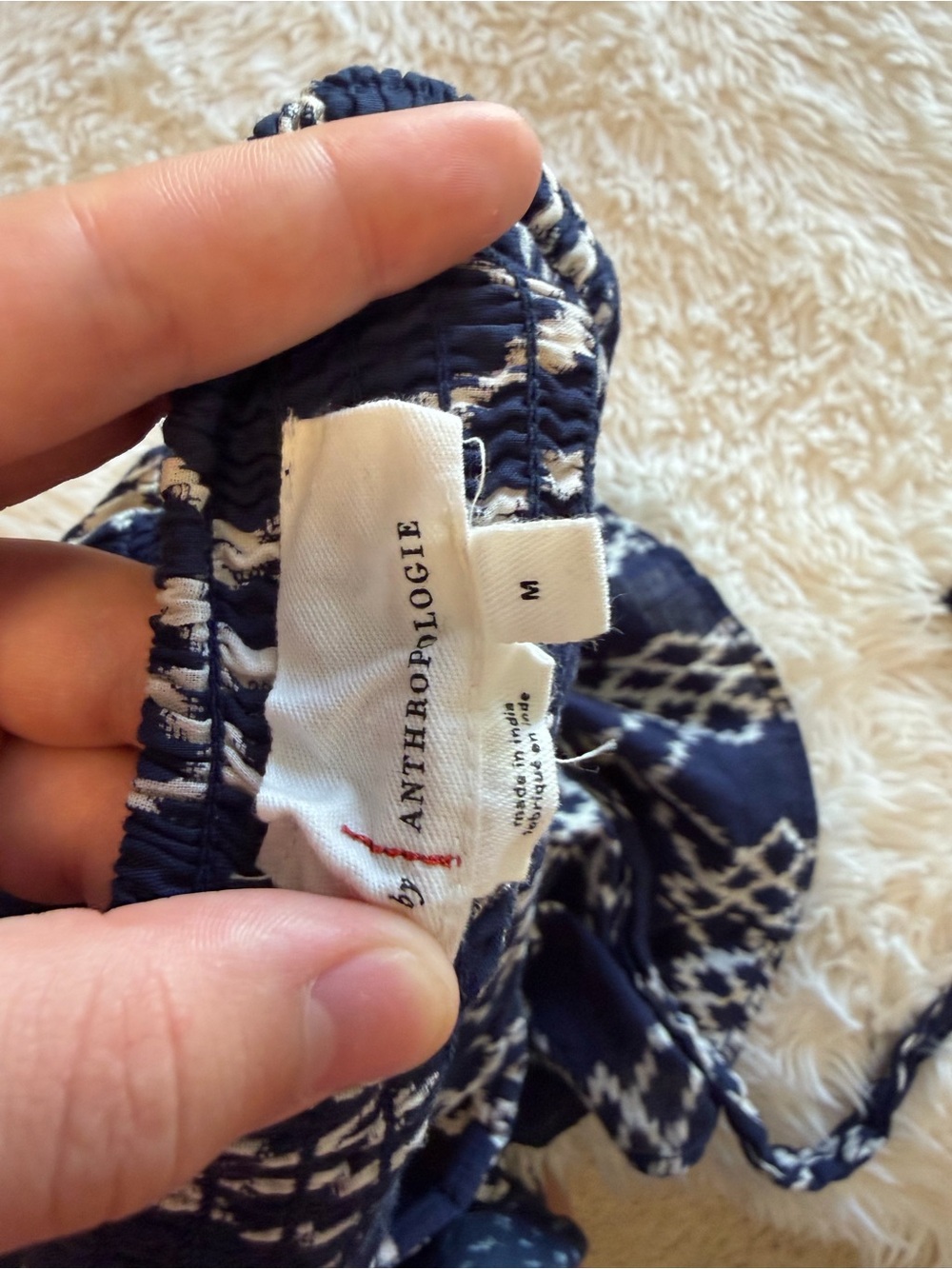 Anthropologie Navy and White midi skirt